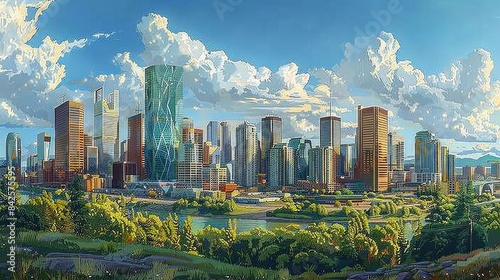Downtown panorama skyline Calgary Alberta