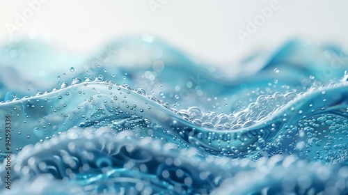 Abstract Close-Up of Crystal Clear Water with Air Bubbles and a Soft, Blurred Background for a Refreshing and Clean Aesthetic