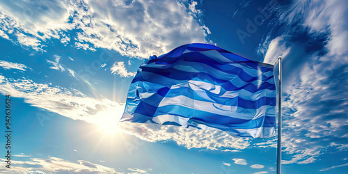 The Blue and White: The Flag of Greece as a Symbol of the Sea and Sky - Imagine the flag of Greece with its blue symbolizing the sea surrounding the country, and white symbolizing the clouds
