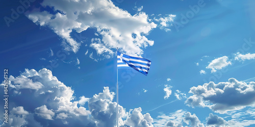 The Blue and White: The Flag of Greece as a Symbol of the Sea and Sky - Imagine the flag of Greece with its blue symbolizing the sea surrounding the country, and white symbolizing the clouds