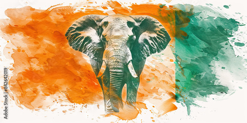 The Elephant: The Flag of Côte d'Ivoire as a Symbol of Strength and Stability - Picture the flag of Côte d'Ivoire with its elephant, symbolizing strength, stability, and the country's natural resource