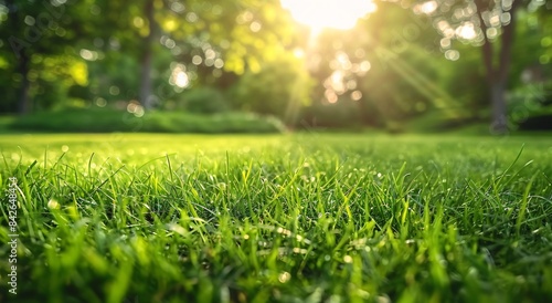 Warm Summer Landscape with Fresh Grass