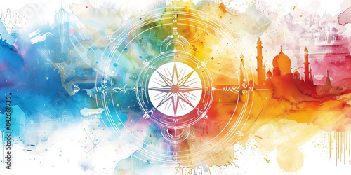 The Sacred Circle: Religions as Points on a Global Compass - Visualize different religions as points on a compass, each guiding its followers on a spiritual journey towards a common center of truth