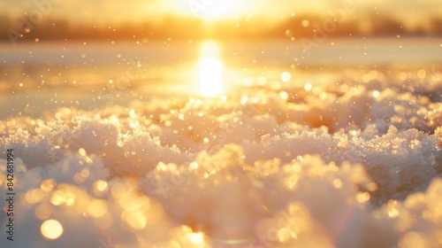 The breathtaking sight of salt crystals glistening in the sun creating a dreamlike landscape in an evaporating lake.