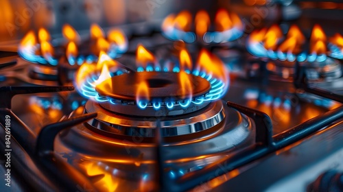 Blue Flame of a Gas Oven: Igniting Intense Culinary Passion