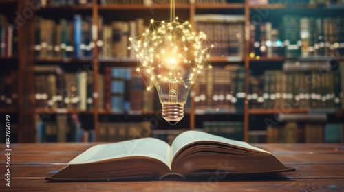 Light Bulb on Open Book, Idea concept for innovation idea
