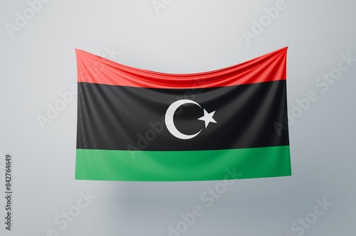 Libya Flag Waving Proudly. 3D Flag Banner Illustration image.