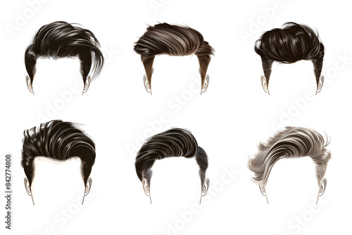 Set of fashionable man's hairstyles isolated on white background
