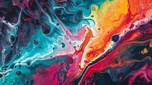 abstract fluid art with vibrant colors and organic shapes acrylic pour painting