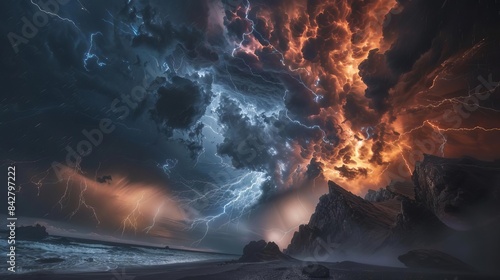 divine fury the wrath of god unleashed in lightningfilled stormy sky dramatic landscape photography