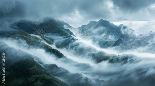 A timelapse photo of clouds rolling over a mountain range demonstrating the dynamic interplay between weather patterns 