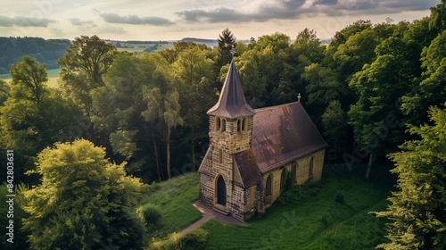 aerial view image of the St. Ulrich's Chapel at Neckarhausen Germany