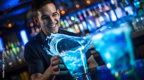 Bartender makes a mess while pouring a drink