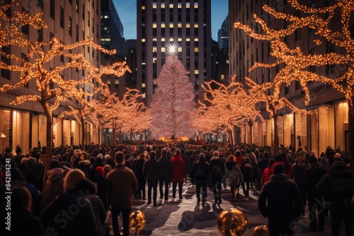 Rockefeller Center shines in the winter of New York., generative IA