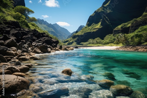 Napali coast, Kauai cliffs and stunning beaches., generative IA