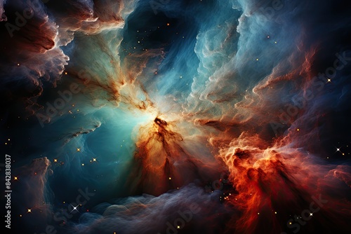 Vibrant nebula with newly graduated stars., generative IA