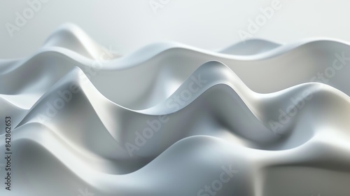 Abstract close-up of smooth white undulating shapes creating a serene wave-like pattern. Minimalist design with soft textures.