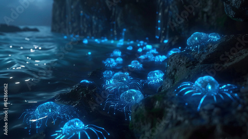 Enigmatic Illumination: Bioluminescent Spectacle in the Midnight Abyss