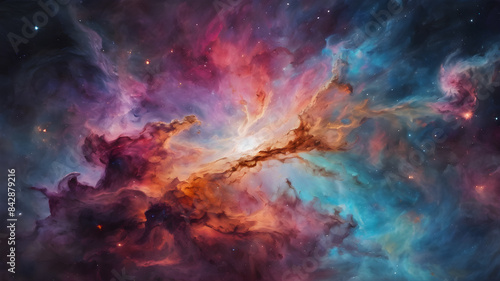 Colorful space galaxy cloud nebula. Stary night cosmos, close up of vibrant nebula in the night sky, view from outer space background, colorful abstract nebula space galaxy, fantastic supernova