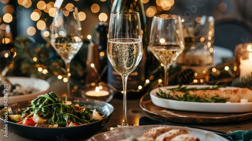 A New Year's Eve dinner with a menu of celebratory dishes and sparkling champagne. The evening culminates in a countdown to the new year,