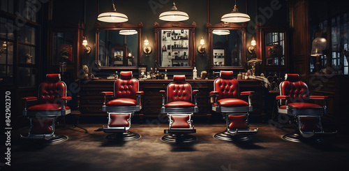 Retro Barber Shop Charm: Vintage Chairs and Mirrors