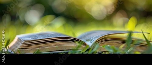 Close-up of an open book with blurred background. Captures the essence of reading, study, and knowledge. Ideal for educational content.