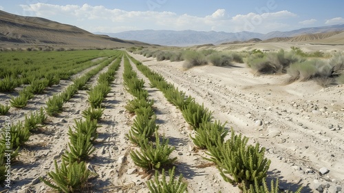 Ripe Ephedra Plants in Desert Setting