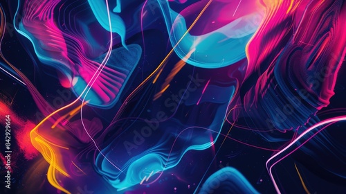 A close up of a vivid array of neon lights glowing in shades of purple, pink, magenta, and violet against a dark background, resembling an organism or plant with striking visual effect lighting AIG50