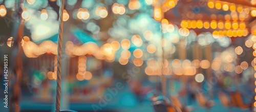 Vintage Background Image of a Theme Park During Daytime with Abstract Blur and Bokeh
