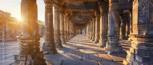 Sturdy columns supporting the structure of an ancient temple