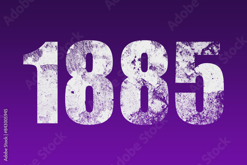 flat white grunge number of 1885 on purple background. 