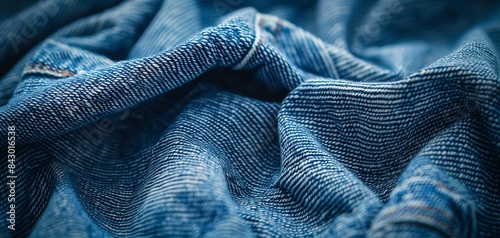 Worn denim fabric, closeup, classic texture for a casual, vintage background