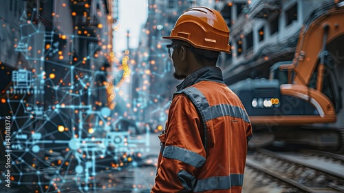 AI for construction site safety monitoring using advanced algorithms for hazard detection, highlighting safety