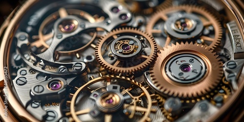 Detailed handcrafted watch movement with intricate gears and jewels. Concept Watchmaking, Intricate Gears, Handcrafted Movement, Detailed Design, Jewel Embellishments