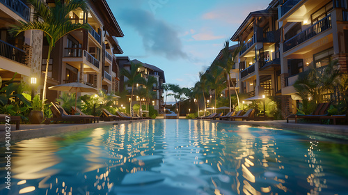 An upscale condo resort with spacious accommodations and a vibrant atmosphere, captured in crystal clear HD