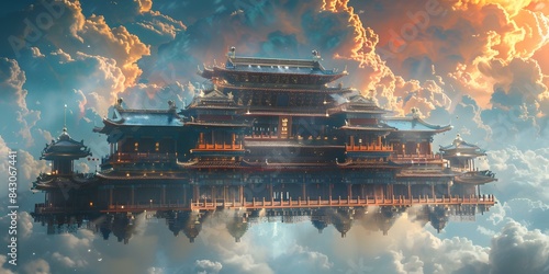 A Chinese palace floating in the sky