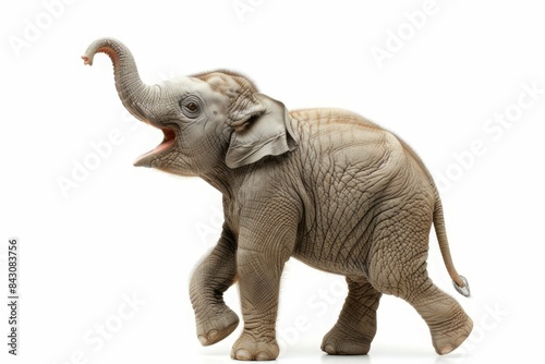 Happy elephant isolated on the white background