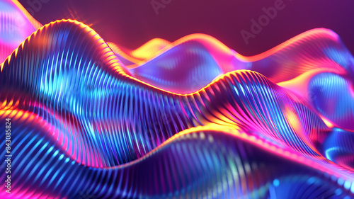 Vibrant Wavy 3D Shapes with Neon Gradient Background