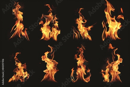 Close-up shot of burning flames on a dark background