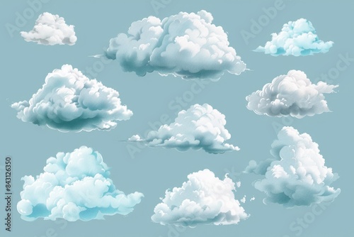 A view of cumulus and stratus clouds floating in the blue sky with no sun or horizon visible