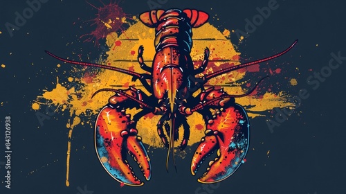 A colorful lobster covered in splashes of paint