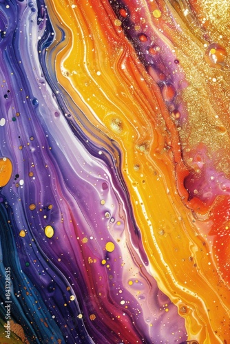Abstract painting with vibrant colors and swirling patterns