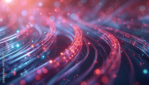 Illustration Of Optical Fiber Cable Connection In Technology Background, Presented In 3d Graphics. Explore The World Of Seamless Connectivity!