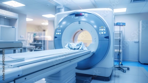 MRI - Magnetic resonance imaging scan device in Hospital. Medical Equipment and Health Care. CT Scan
