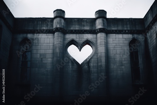 gothic architecture with heart-shaped window
