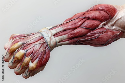 Anatomy of human muscles: comprehensive visual representation revealing intricacies and functionality of the muscular structure, an educational resource for medical studies and fitness enthusiasts.