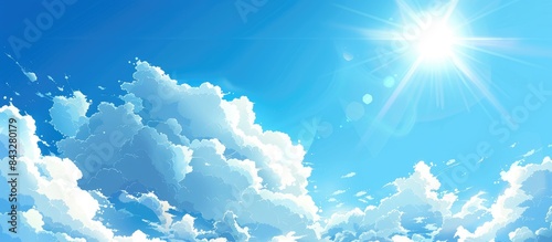 Background with a bright white cloud and blue sky