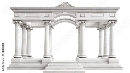 White Classical Building with Columns and Arches