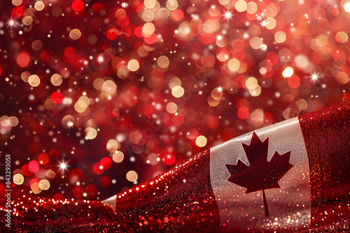 Festive background with Canada flag, celebrating national pride and patriotism. Suitable for holiday events and cultural celebrations.