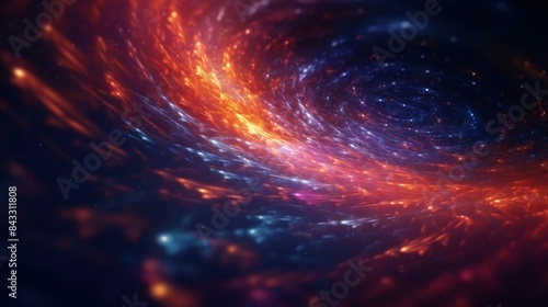Abstract space vortex with swirling colorful lights, illustrating cosmic phenomena and deep space mystery.